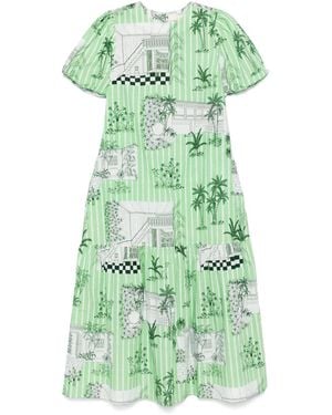 VERANDAH Graphic-Print Midi Dress - Green