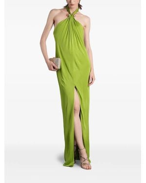 retroféte Becs Bead-Embellished Halterneck Maxi Dress - Green