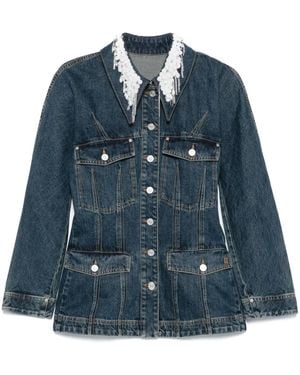 Givenchy Crystals And Pearls Embellished Jacket - Blue