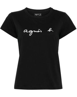 agnès b. Brando Logo-Print Cotton T-Shirt - Black
