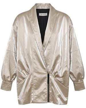 Nineminutes The Virgo Spritz Metallic-Effect Zip-Up Jacket - White