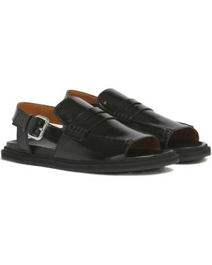 Marni Buckle-Detail Leather Sandals - Black