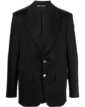 Palm Angels Jacquard Single-Breasted Blazer - Black
