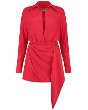 GAUGE81 Gravia Asymmetric Mini Dress - Red