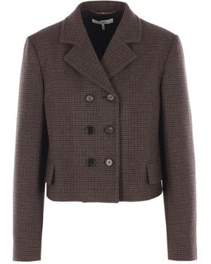 Chloé Jack Met Dubbele Rij Knopenen Pied-De-Poule Print - Grijs