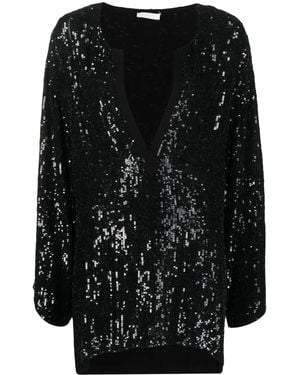 P.A.R.O.S.H. Long-Sleeve Sequin Blouse - Black