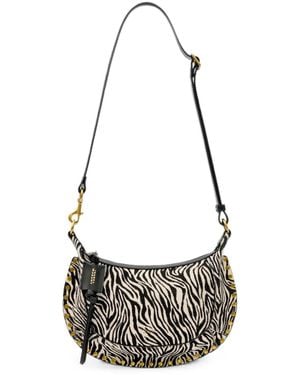 Isabel Marant Oskan Moon Zebra-Pattern Shoulder Bag - White