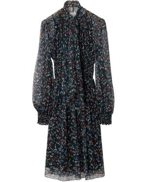 Burberry Ditsy Floral-Print Midi Dress - Blue