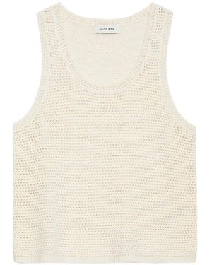 Anine Bing Arie Crochet-Knit Tank Top - Natural