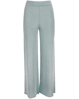 Kangra Knitted Lurex Palazzo Trousers - Blue