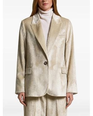 Peserico Corduroy-Effect Single-Breasted Blazer - Natural