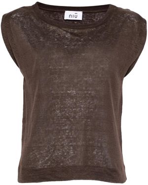 Niu Boat-Neck T-Shirt - Brown