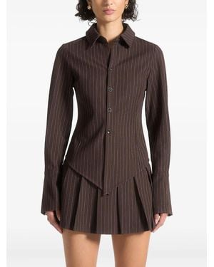 Manière De Voir Sonia Angled Pinstripe Shirt - Black