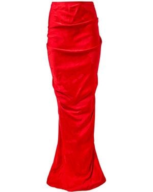 Alejandra Alonso Rojas Silk Maxi Skirt - Red