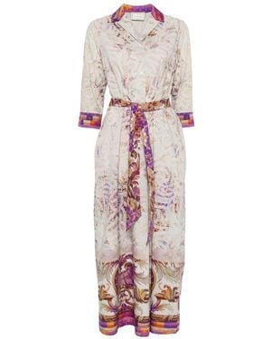 Pierre Louis Mascia Graphic-Print Belted Midi Shirtdress - White