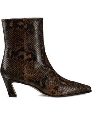 Stuart Weitzman Snakeskin Heeled Boots - Brown
