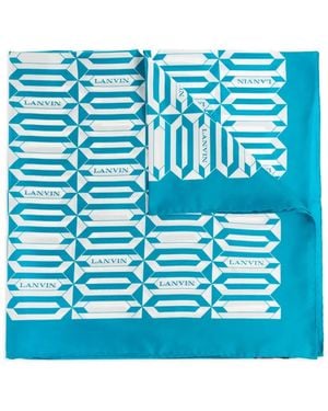 Lanvin Silk Scarf With Logo - Blue