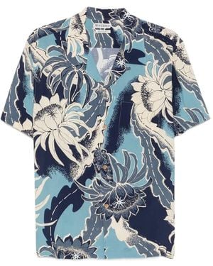 JW Anderson Floral-Print Camp-Collar Shirt - Blue