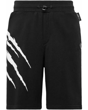 Philipp Plein Scratch-Print Track Shorts - Black