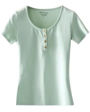 Guess X North Sails Ribbed-Knit T-Shirt - Green