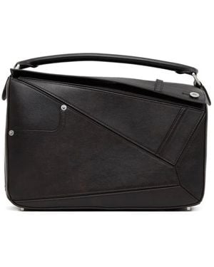 Loewe Large Puzzle Geometric-Panel Tote Bag - Black