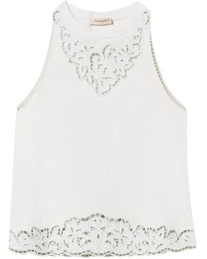Twinset Broderie-Anglaise Tank Top - White
