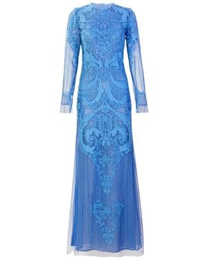 Silvia Tcherassi Lace Long-Sleeve Maxi Dress - Blue