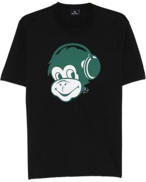 Paul Smith Monkey Headphone Baumwoll-T-Shirt - Schwarz
