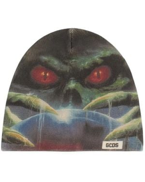 Gcds Gothic Graphic-Print Beanie Hat - Green