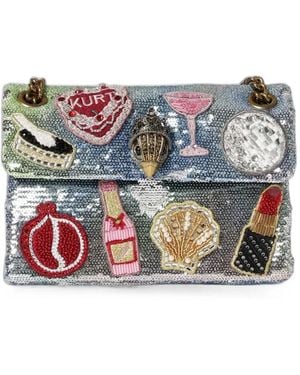 Kurt Geiger Kensington Sequin-Embellished Patch Shoulder Bag - Grey