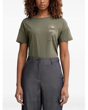 Liu Jo Logo-Print Chest-Pocket T-Shirt - Green