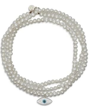 Undercover Eye-Pendant Pearl-Beaded Bracelets - Metallic
