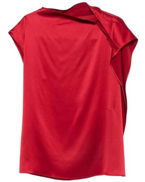 Sportmax Ruffled Asymmetric-Neck Top - Red