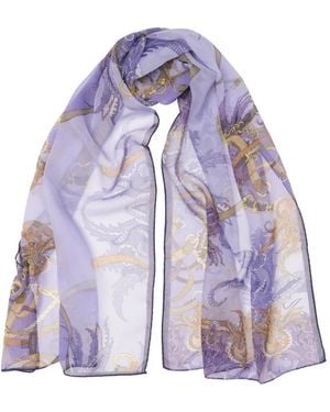 Elizabetta Alessandra Equestrian-Print Silk Scarf - Purple