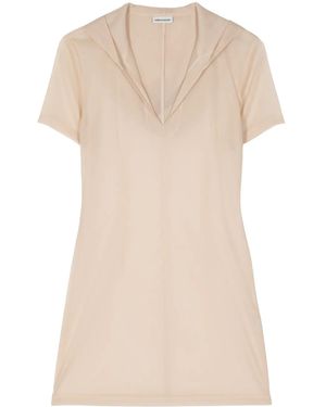 Low Classic Sheer Hooded Top - Natural