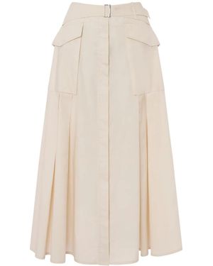 Alberta Ferretti Belted Midi Skirt - White