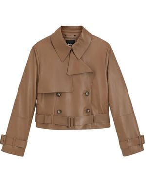 BOSS Belted Double-Breasted Jacket - Brown