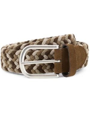 BOGGI Woven Stretch Wool Blend Belt - Brown