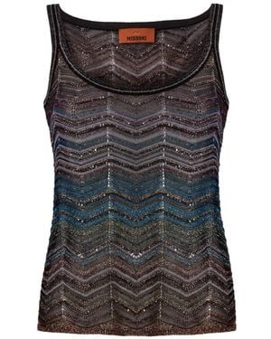 Missoni Chevron-Pattern Sequin-Detail Top - Black
