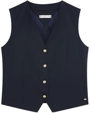 Tommy Hilfiger Veston Timeless À Col V En Laine Mélangée - Blue
