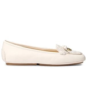 Michael Kors Leather Moccasins With Exclusive Wendy Logo - Natural