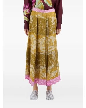 Pierre Louis Mascia Aloe Panelled Print Skirt - Yellow