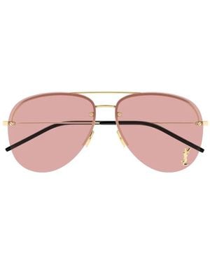 Saint Laurent Classic 11 M Pilot-Frame Sunglasses - Pink