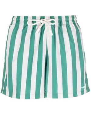 Sunnei Logo-Print Striped Swim Shorts - Green