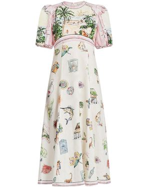 ALÉMAIS Sunset Linen Midi Dress - White