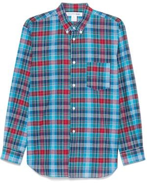Comme des Garçons Cerulean Plaid Shirt With Button-Down Collar - Blue