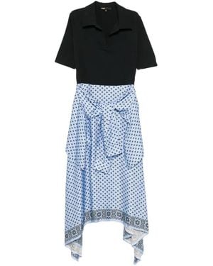 Maje Floral-Print Asymmetric Dress - Blue