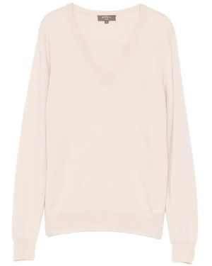 N.Peal Cashmere Phoebe V-Neck Jumper - White