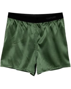 Tom Ford Stretch Silk Satin Shorts - Green