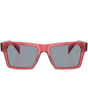 Versace Eckige Sonnenbrille Mit Logo-Schild - Rot